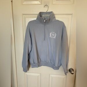 Women’s S Powder Blue 1/4 Zip Fennel Neck Pullover Hollister
